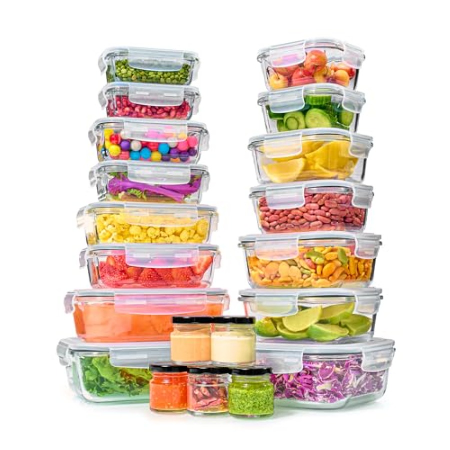 Food Storage Glass Set - 40pc Set Glass Food Storage Containers