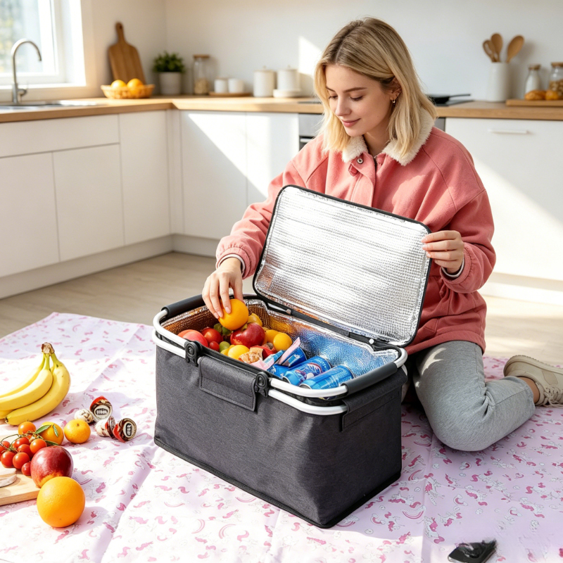 Food Storage And Organizer - Foldable Large Capacity Insulated Picnic Bag,