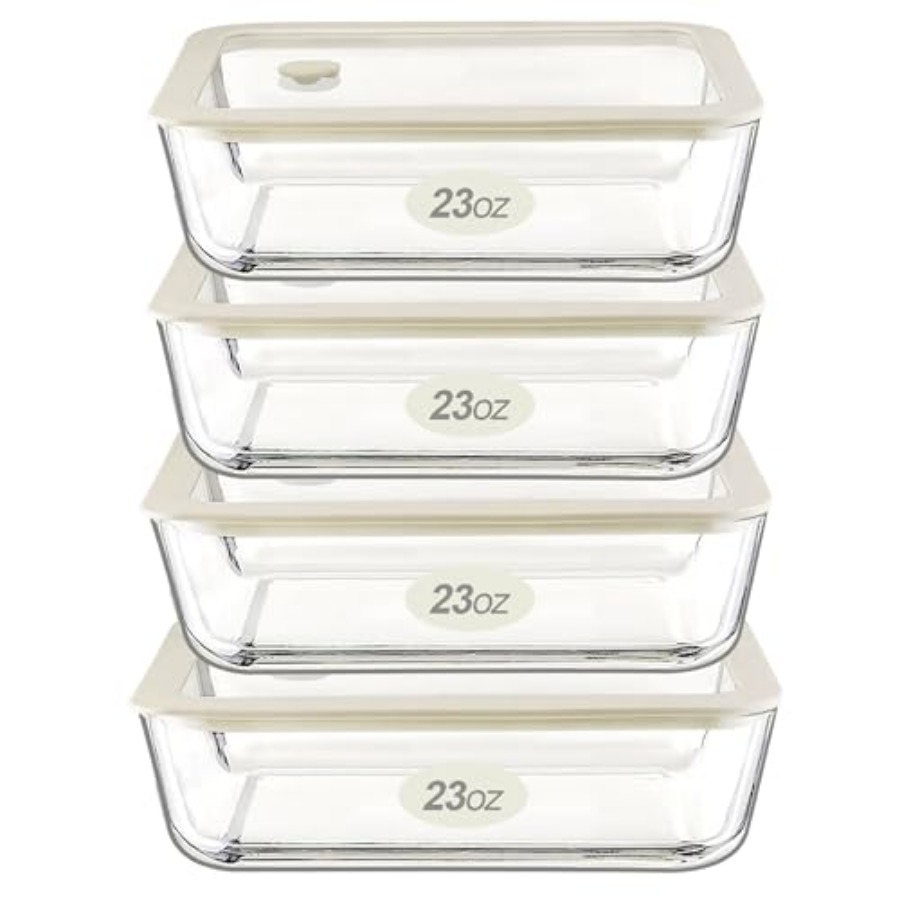Food Storage Glass Set - Glass Food Container Set with Glass