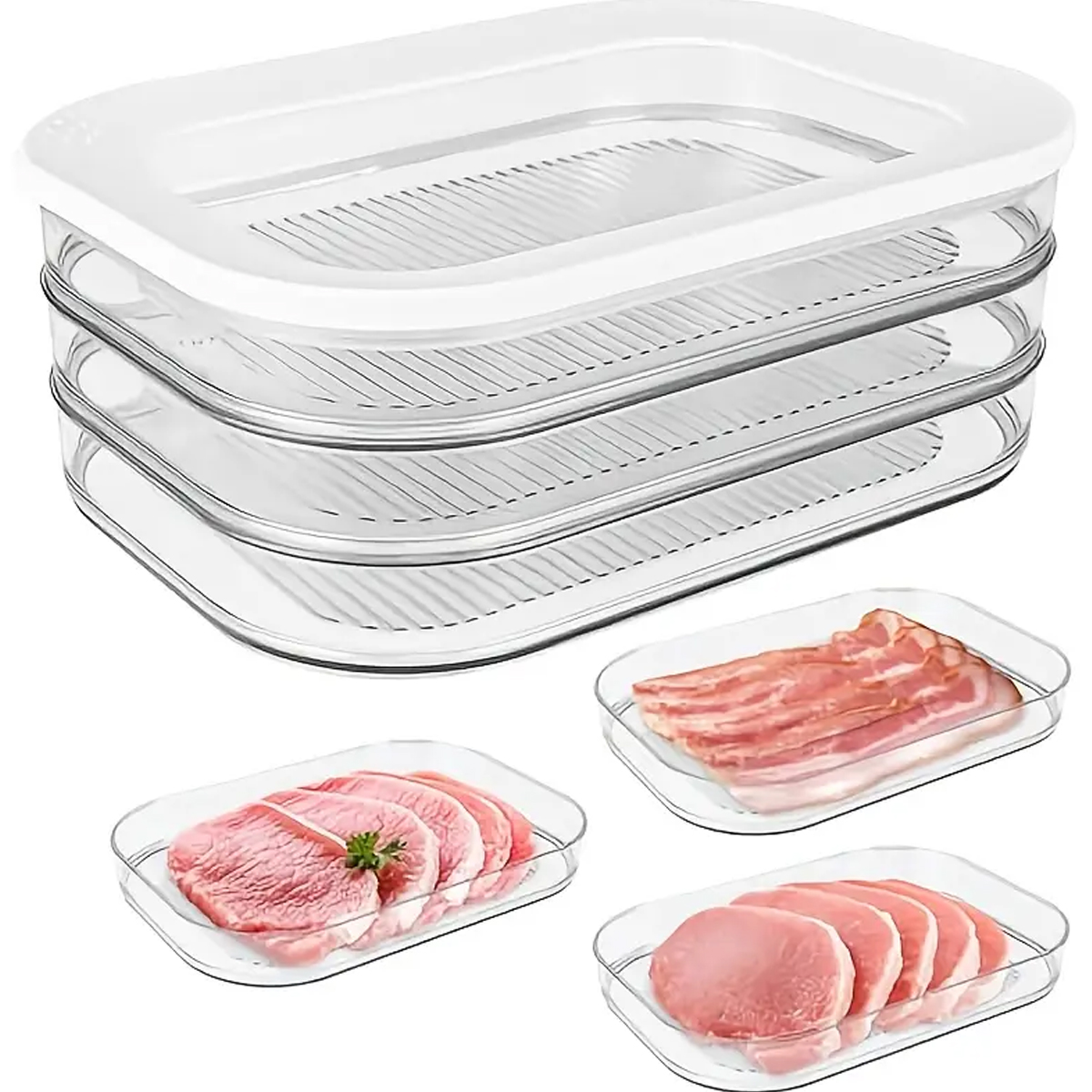Food Storage Containers Plastic Box - Deli Meat Container for Fridge, Stackable