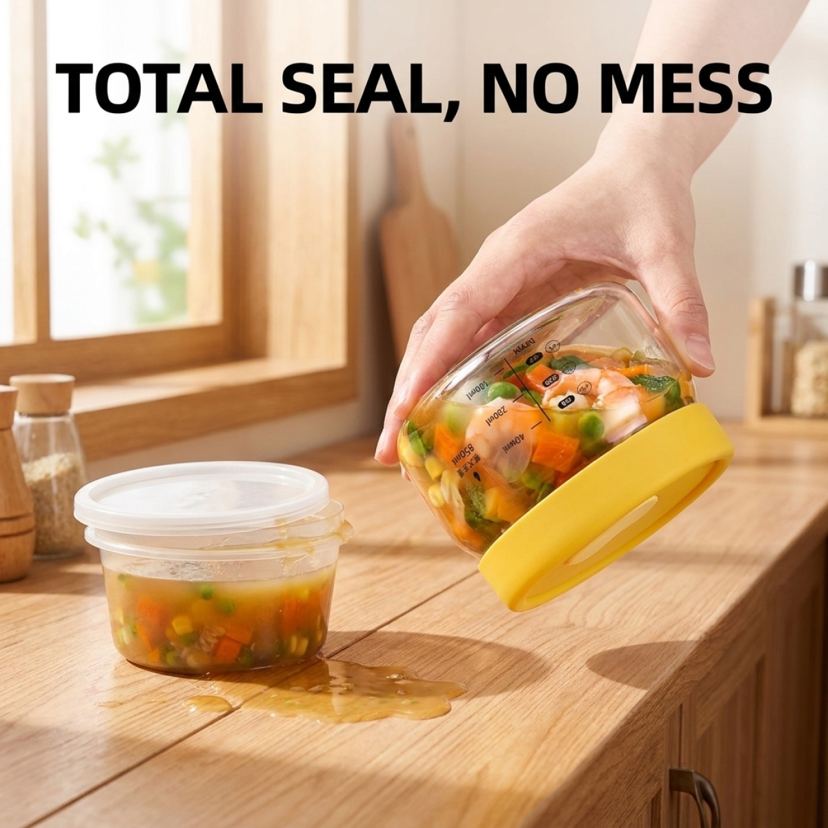 Food Storage Yellow - Leakproof Glass Food Storage Container with