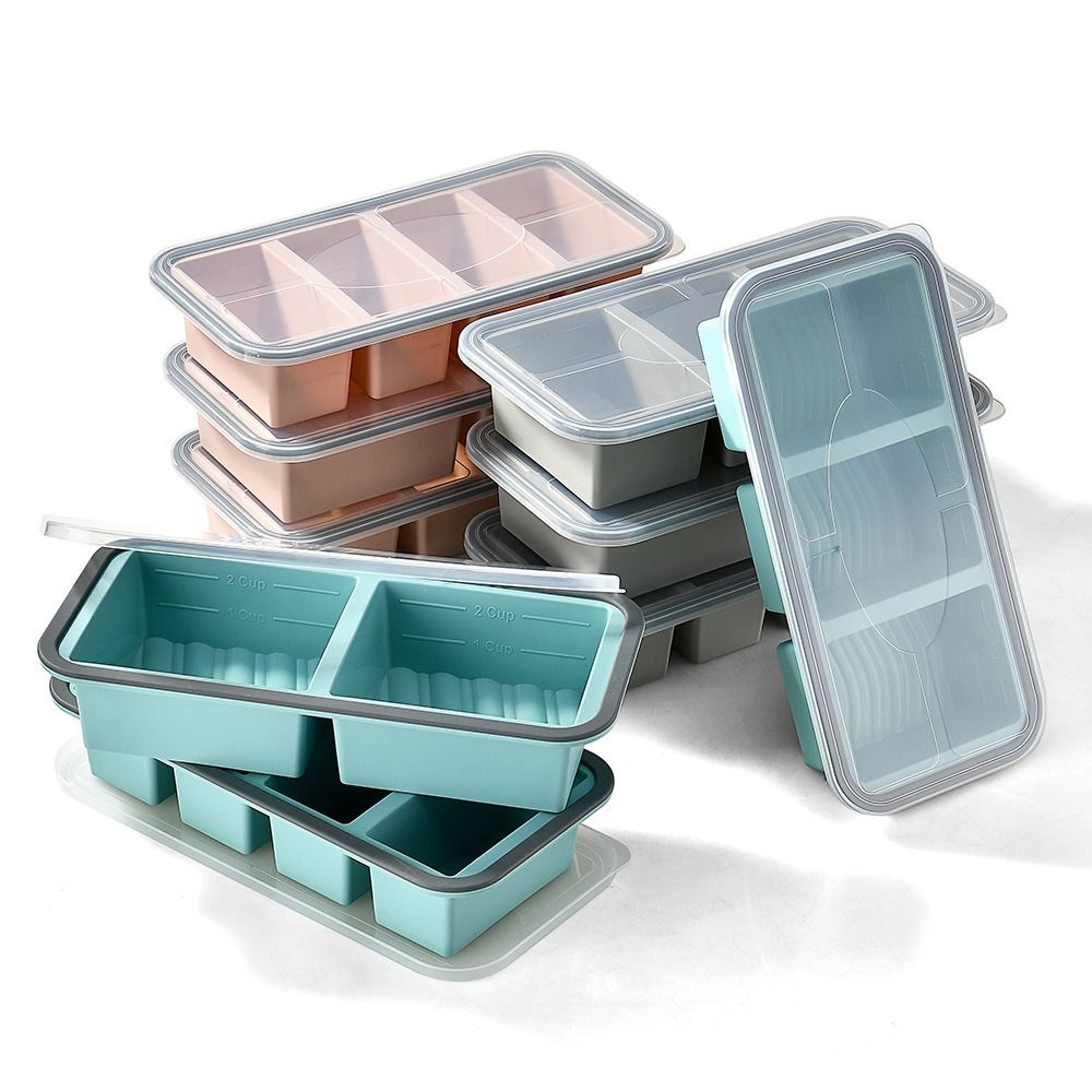 Food Storage Containers Plastic Box - 2/3/4 Grid Lunchbox Compartmentalized Wheat Straw