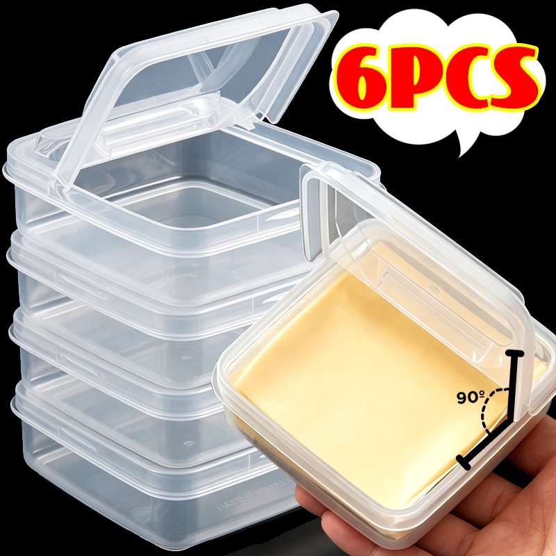 Food Storage Freezer - Transparent Sliced Cheese Container with Flip