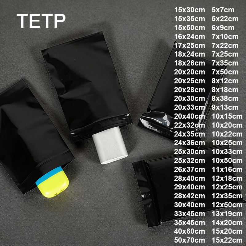 Food Storage Ziploc Bags - TETP Black Opaque Sealed Ziplock Plastic