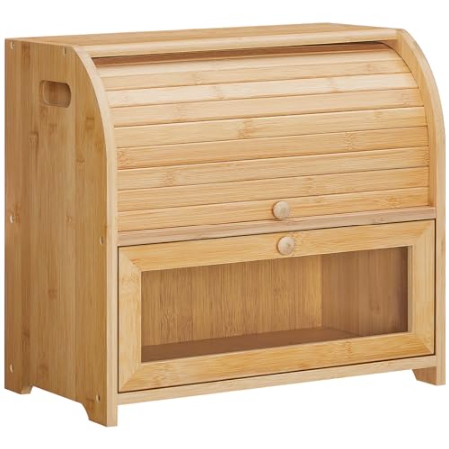 Bread Box, Bamboo Bread Box fo - Food Storage Box Large ulasan dan harga