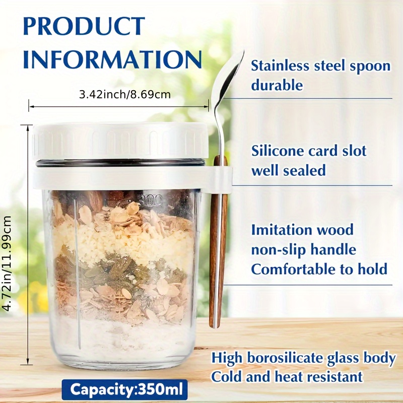 1pc/2pcs Glass Oatmeal Cup, Ov - Food Storage Glass Set ulasan dan harga