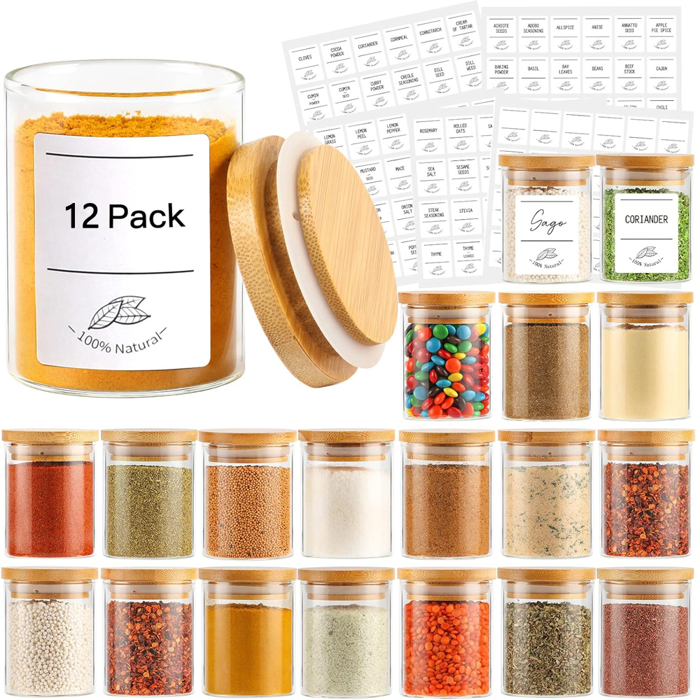 4oz Glass Spice Jars with Bamb - Food Storage Drums ulasan dan harga