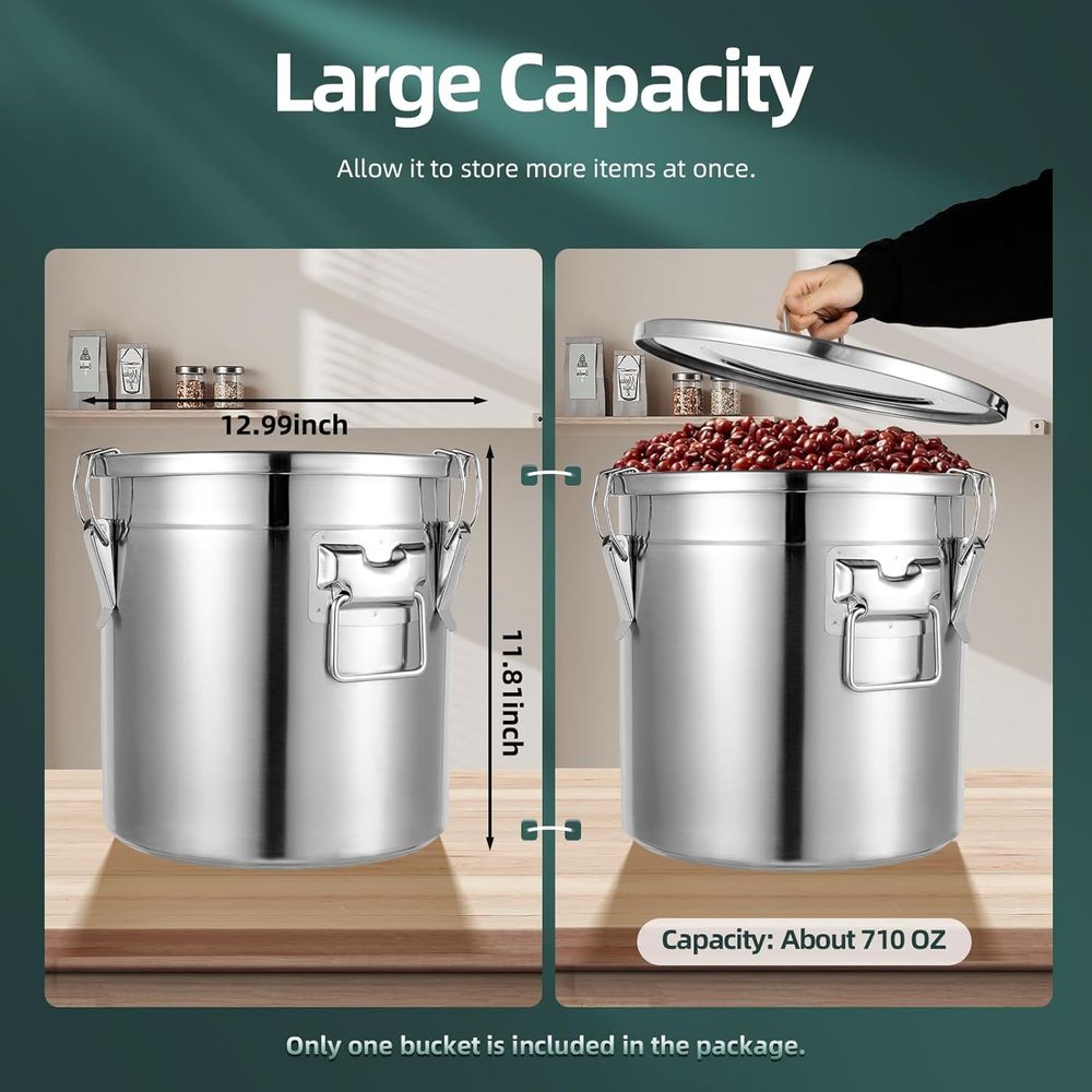 21L Stainless Steel Airtight C - Food Storage Canister ulasan dan harga