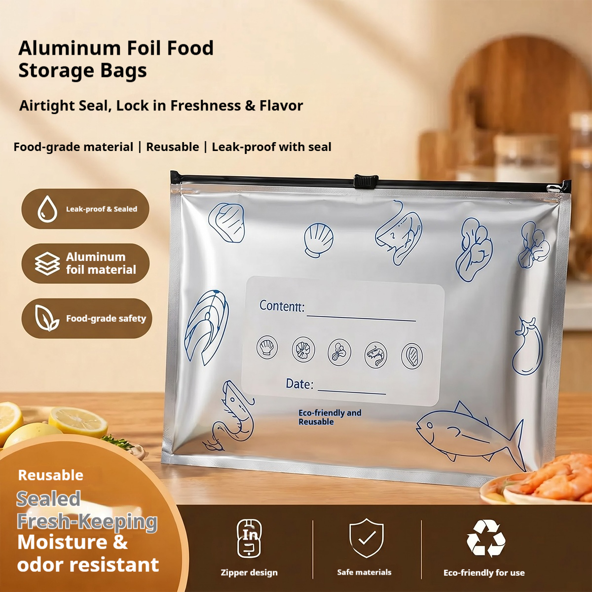 60pcs Aluminum Foil Food Seala - Food Storage Ziploc Bags ulasan dan harga