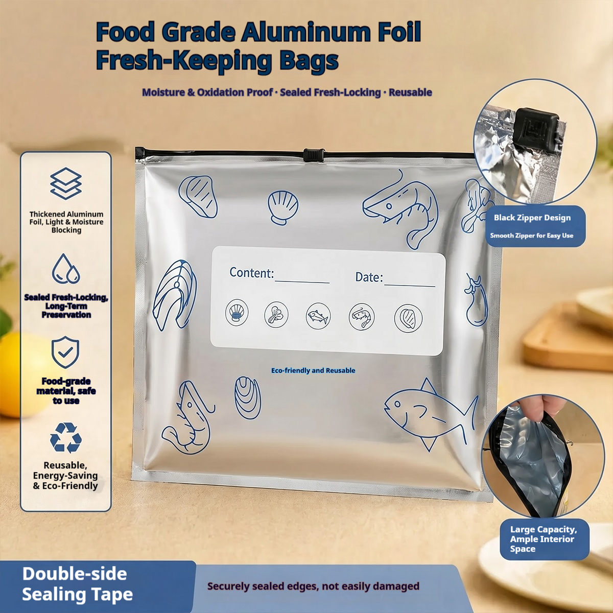 60pcs Aluminum Foil Food Seala - Food Storage Ziploc Bags ulasan dan harga