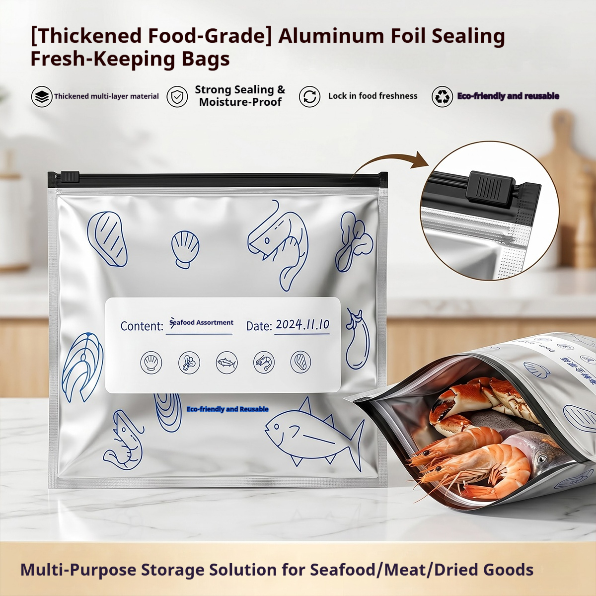 60pcs Aluminum Foil Food Seala - Food Storage Ziploc Bags ulasan dan harga