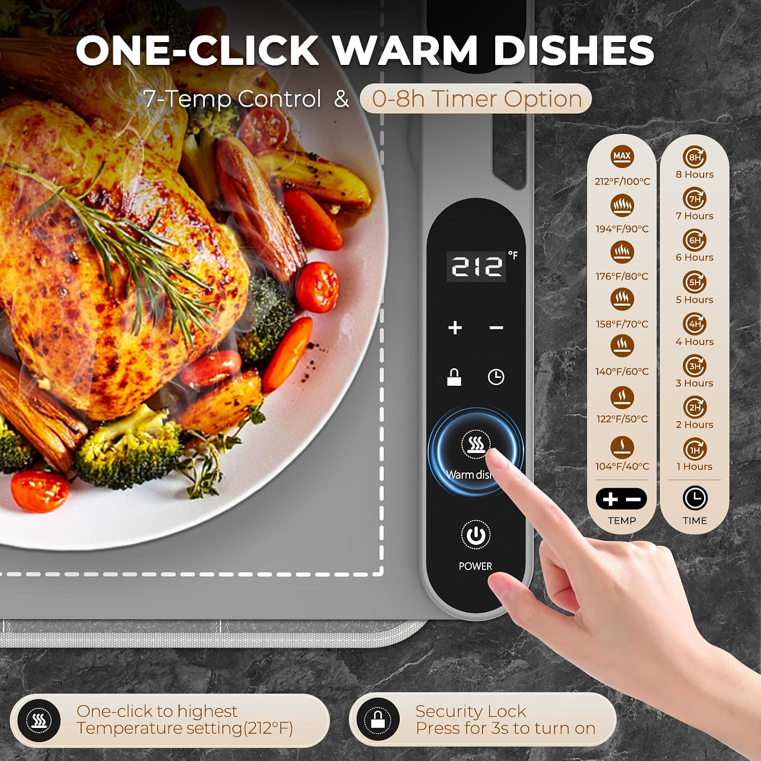 Electric Warming Tray with 7 T - Portable Food Warmer ulasan dan harga