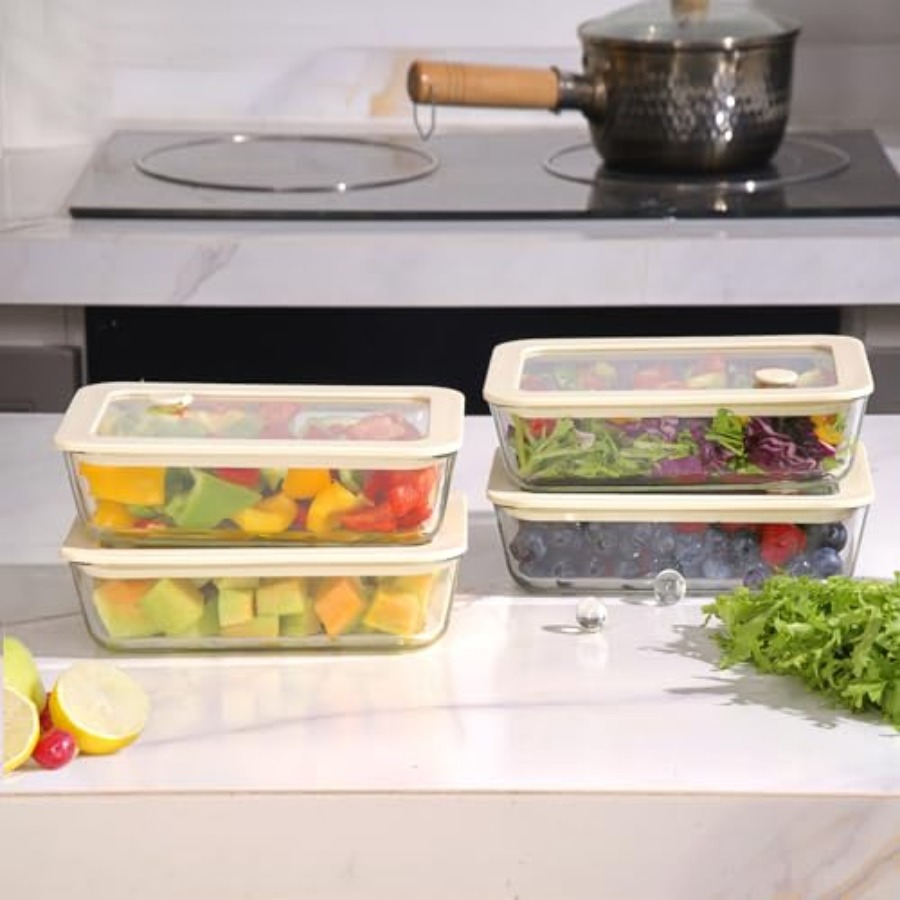 Glass Food Container Set with  - Food Storage Glass Set ulasan dan harga