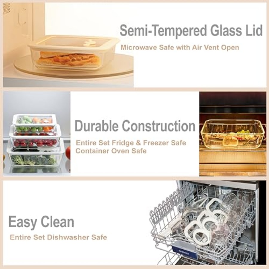Glass Food Container Set with  - Food Storage Glass Set ulasan dan harga