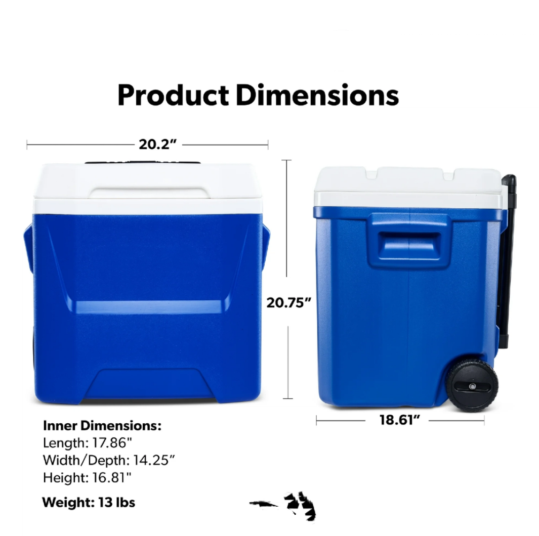 60 QT Blue Laguna Wheeled Hard - Food Storage Box Large ulasan dan harga