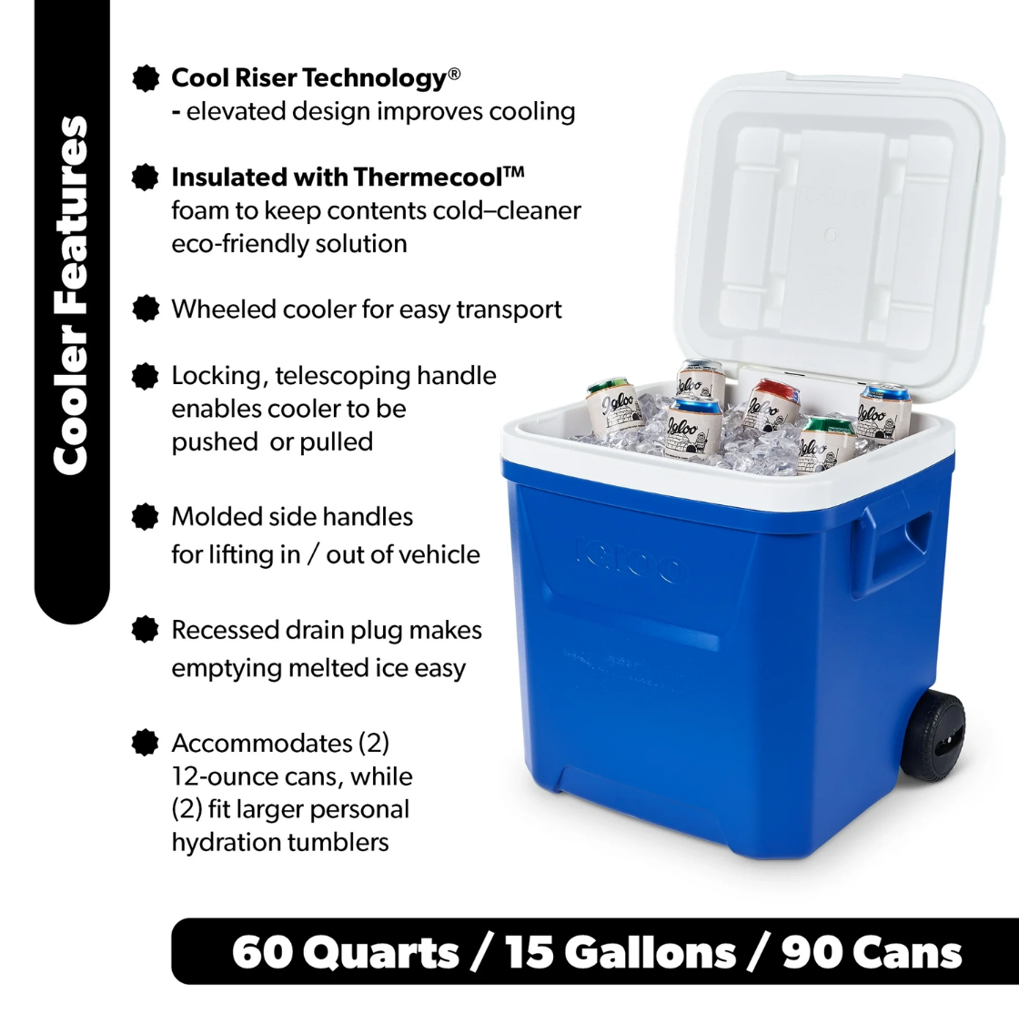 60 QT Blue Laguna Wheeled Hard - Food Storage Box Large ulasan dan harga