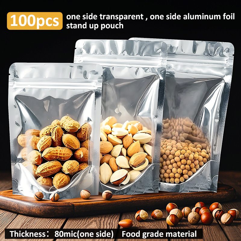 100pcs One Side Aluminum Foil  - Food Storage Ziploc Bags ulasan dan harga