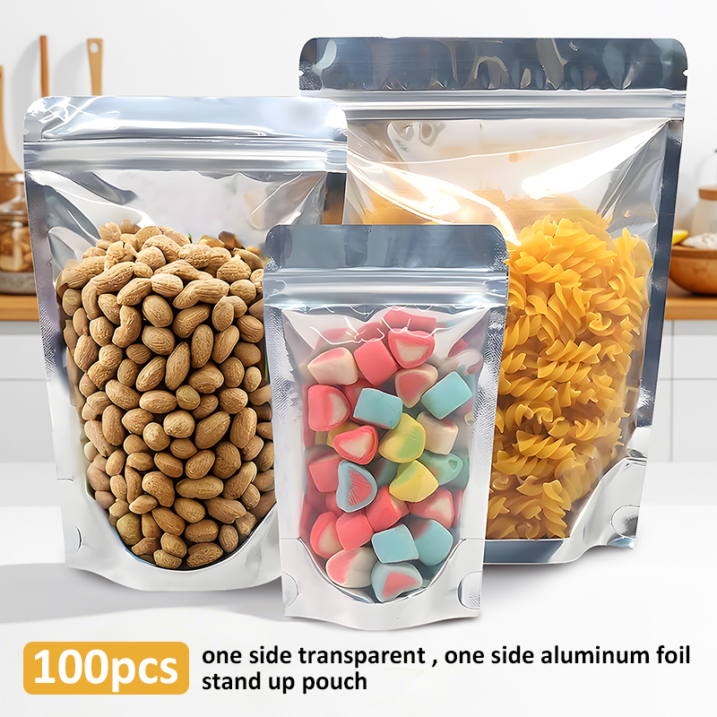 100pcs One Side Aluminum Foil  - Food Storage Ziploc Bags ulasan dan harga