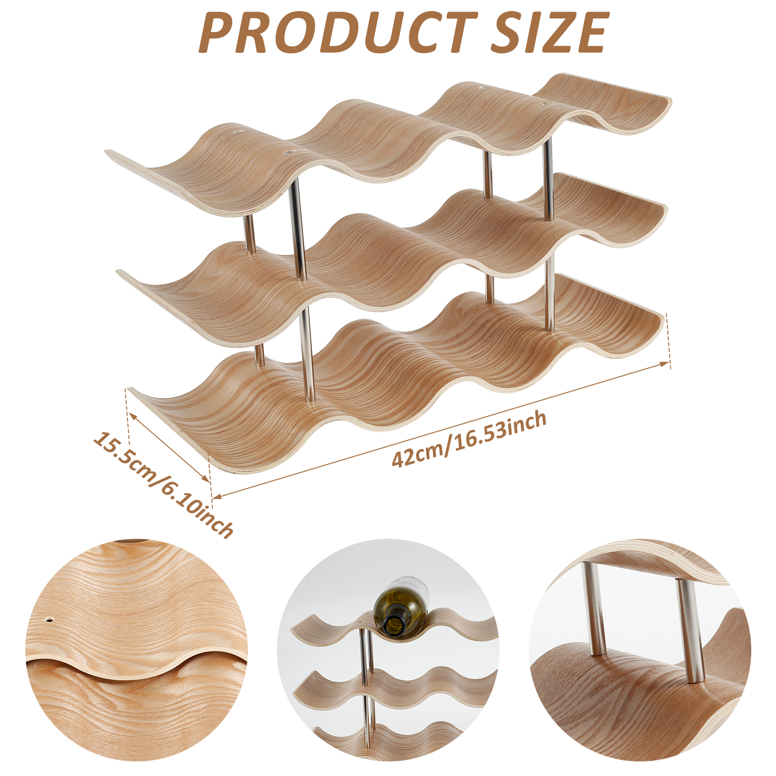 2/3-Tier Wooden Wine Rack Wavy - Food Storage Utensils ulasan dan harga