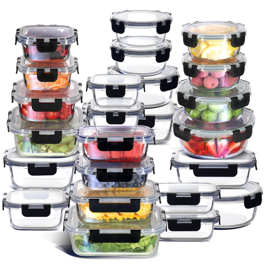 48pc Glass Storage Containers  - Food Storage Glass Set ulasan dan harga