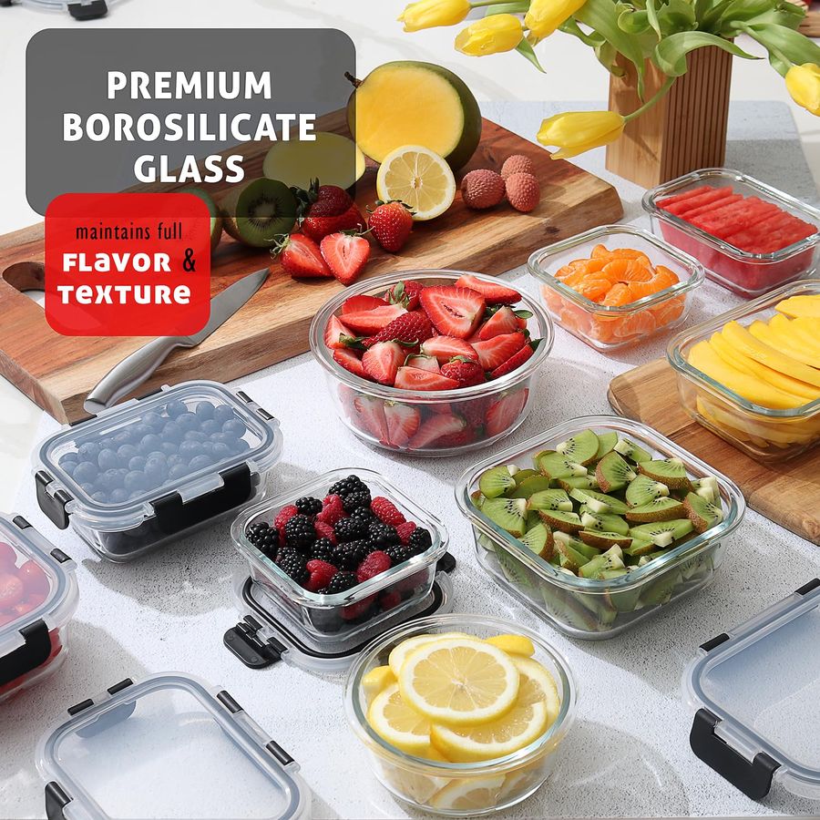 48pc Glass Storage Containers  - Food Storage Glass Set ulasan dan harga