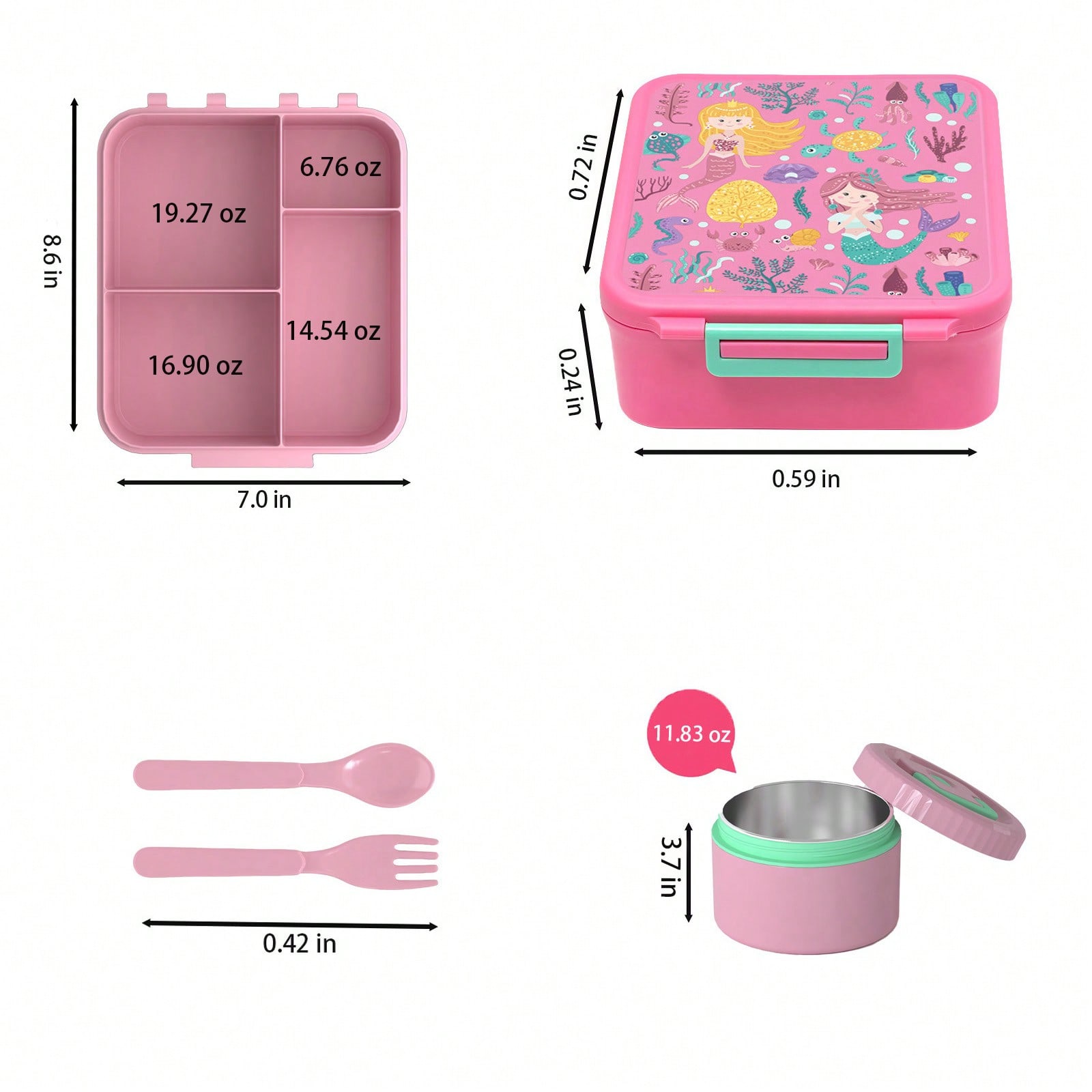 Kids Bento Lunch Box with 4 Co - Food Storage Baby ulasan dan harga