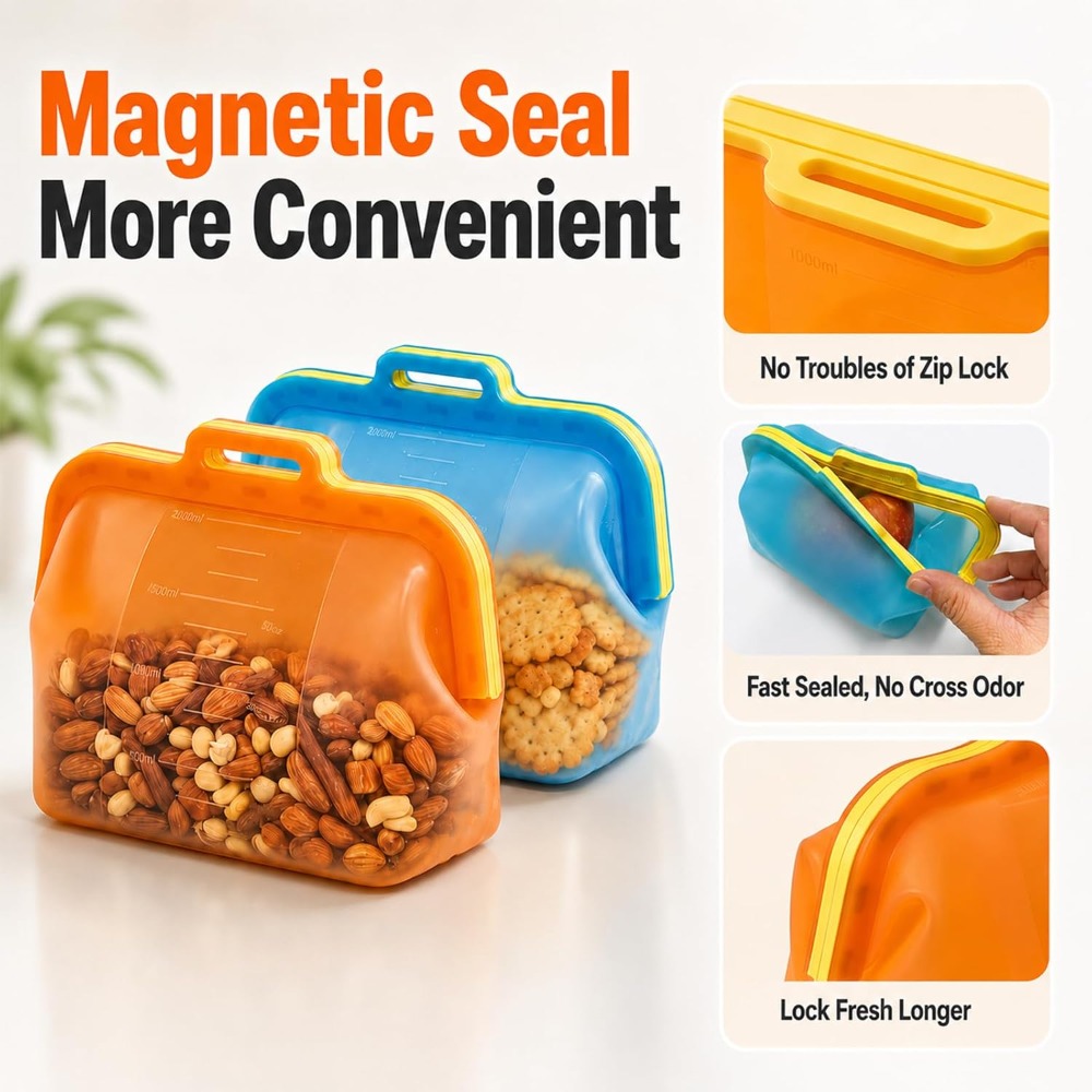 Reusable Silicone Food Storage - Food Storage Bags Reusable ulasan dan harga