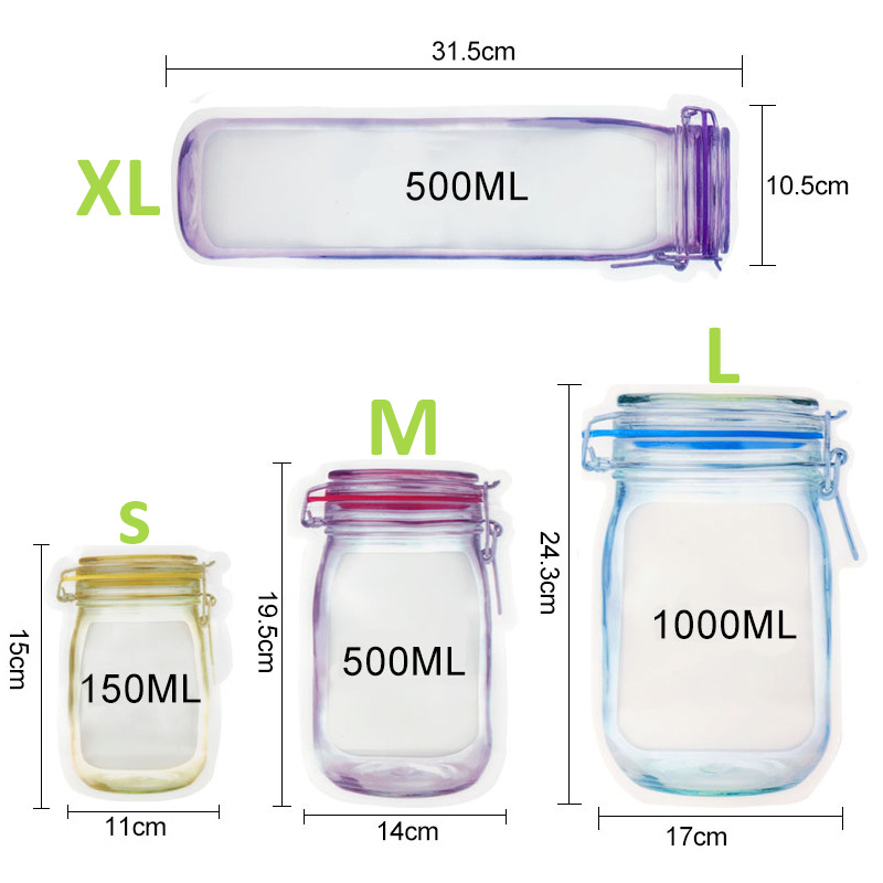 Reusable Mason Jar Zipper Bags - Food Storage Ziploc Bags ulasan dan harga