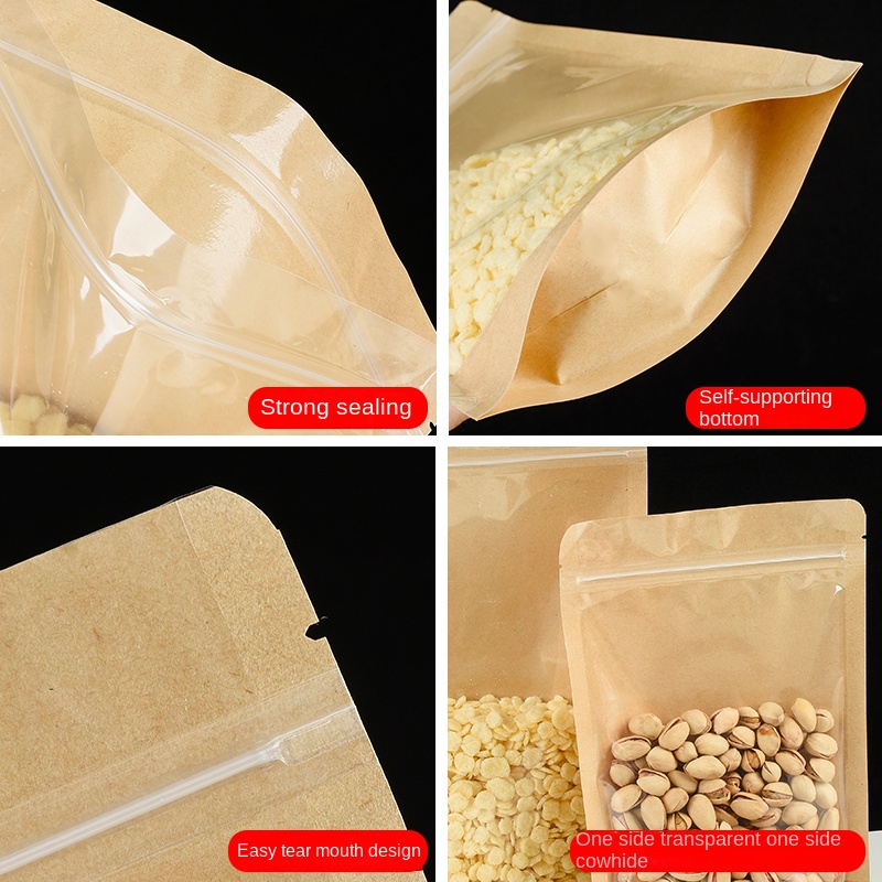100 Kraft paper sealed pocket  - Food Storage Ziploc Bags ulasan dan harga
