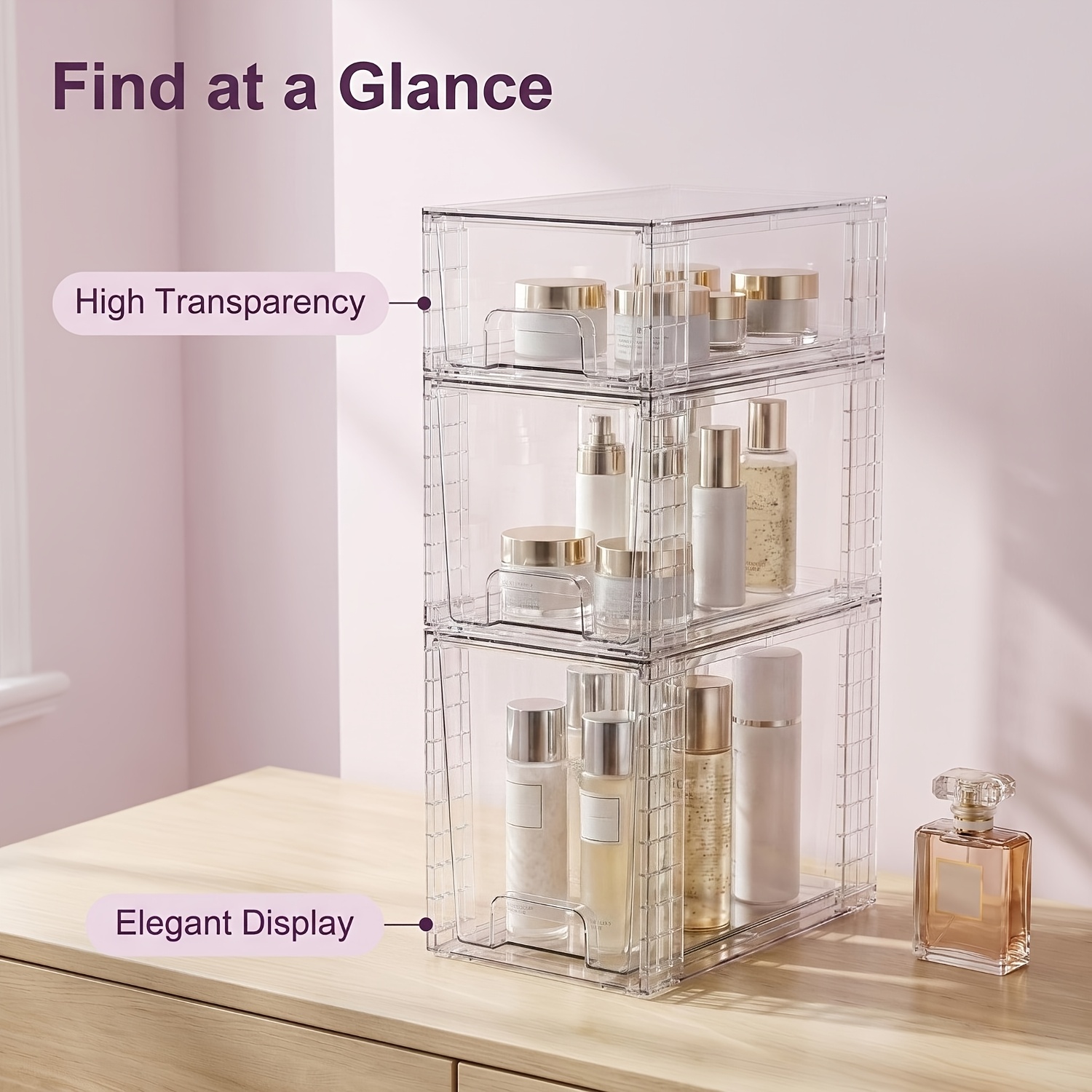 3-Piece Clear Stackable Drawer - Food Storage And Organizer ulasan dan harga