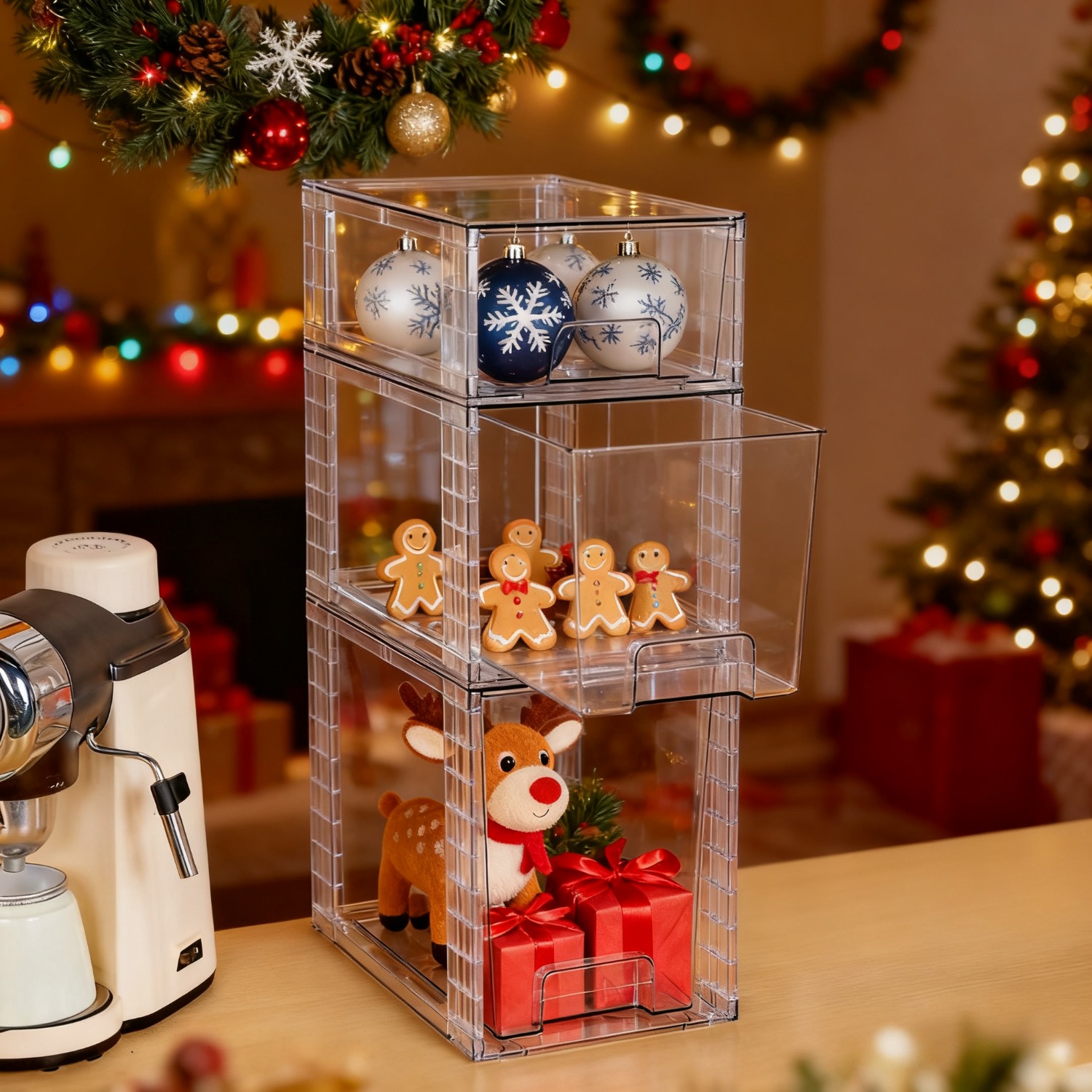 3-Piece Clear Stackable Drawer - Food Storage And Organizer ulasan dan harga