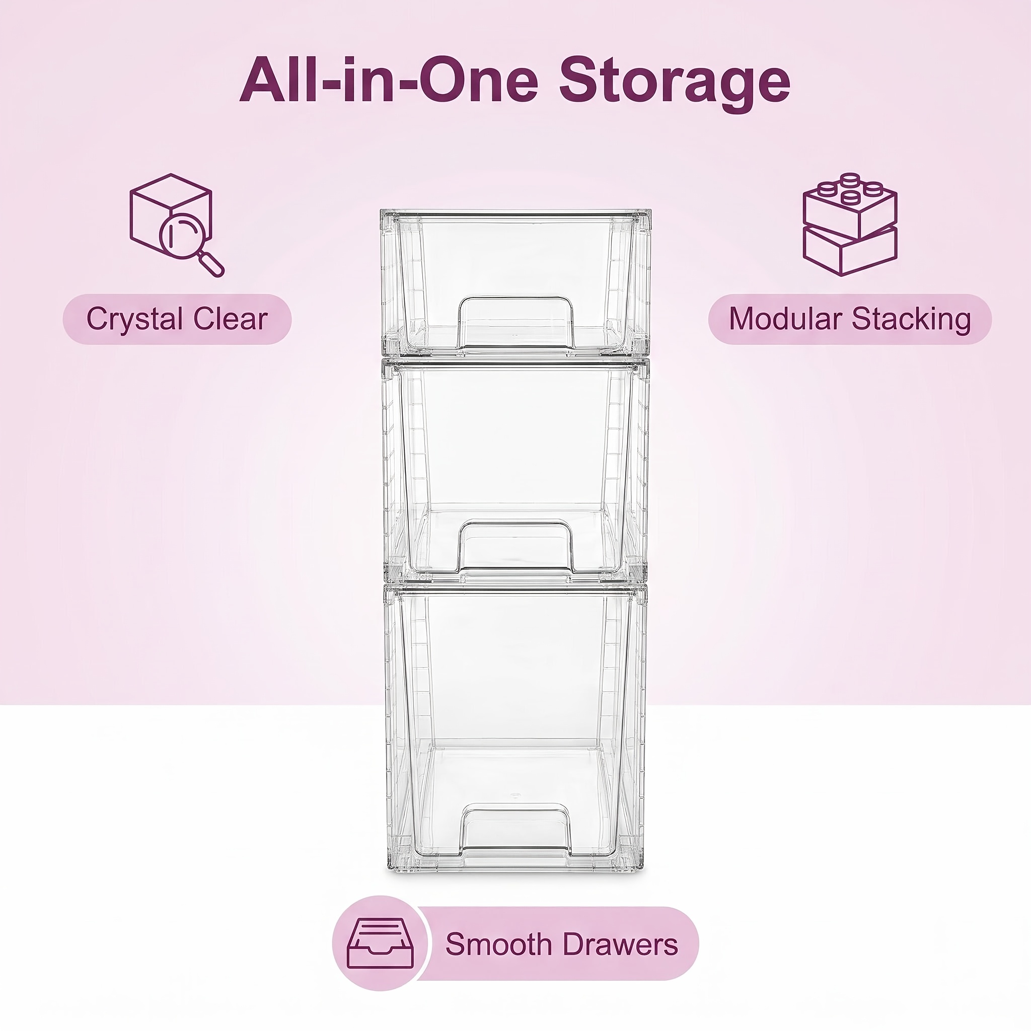 3-Piece Clear Stackable Drawer - Food Storage And Organizer ulasan dan harga