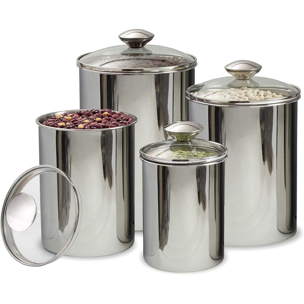 4-Piece Stainless Steel Food S - Food Storage Glass Set ulasan dan harga