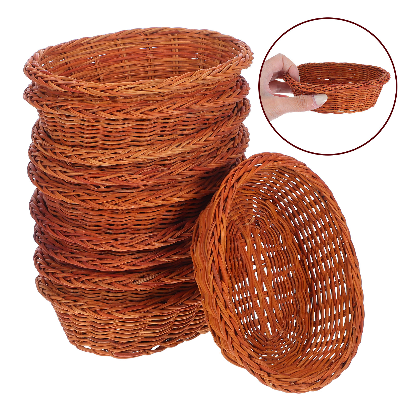 10Pcs Rattan Bread Basket Smal - Food Storage Small ulasan dan harga