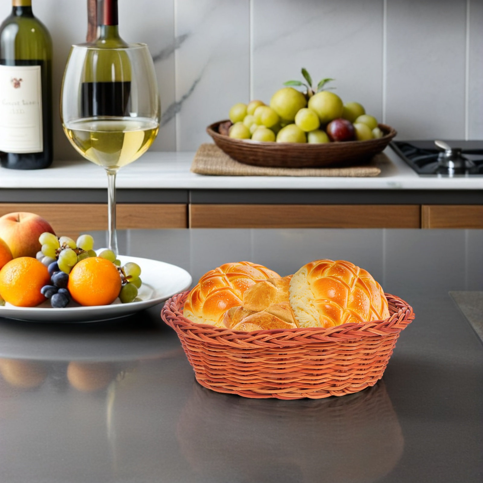 10Pcs Rattan Bread Basket Smal - Food Storage Small ulasan dan harga