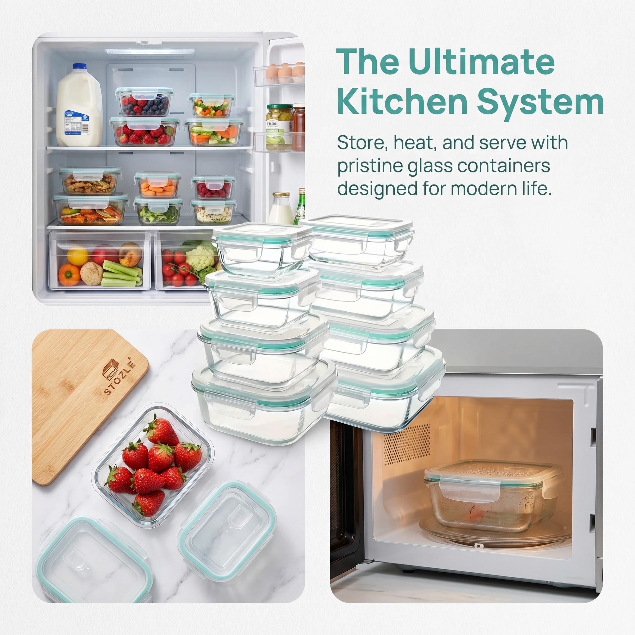 A set of 8 food storage contai - Food Storage Glass Set ulasan dan harga