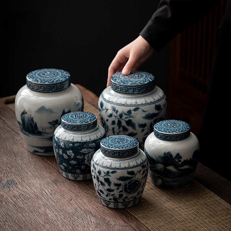 Blue and White Porcelain Tea C - Food Storage Box Large ulasan dan harga