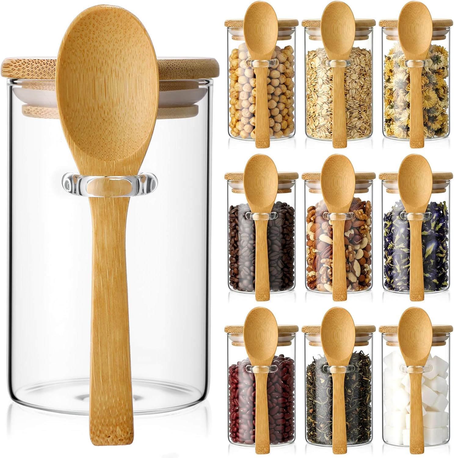10 Pack Glass Jars with Bamboo - Food Storage Glass Set ulasan dan harga