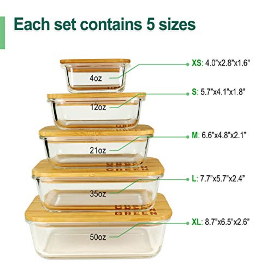 Glass Containers with Bamboo L - Food Storage Glass Set ulasan dan harga