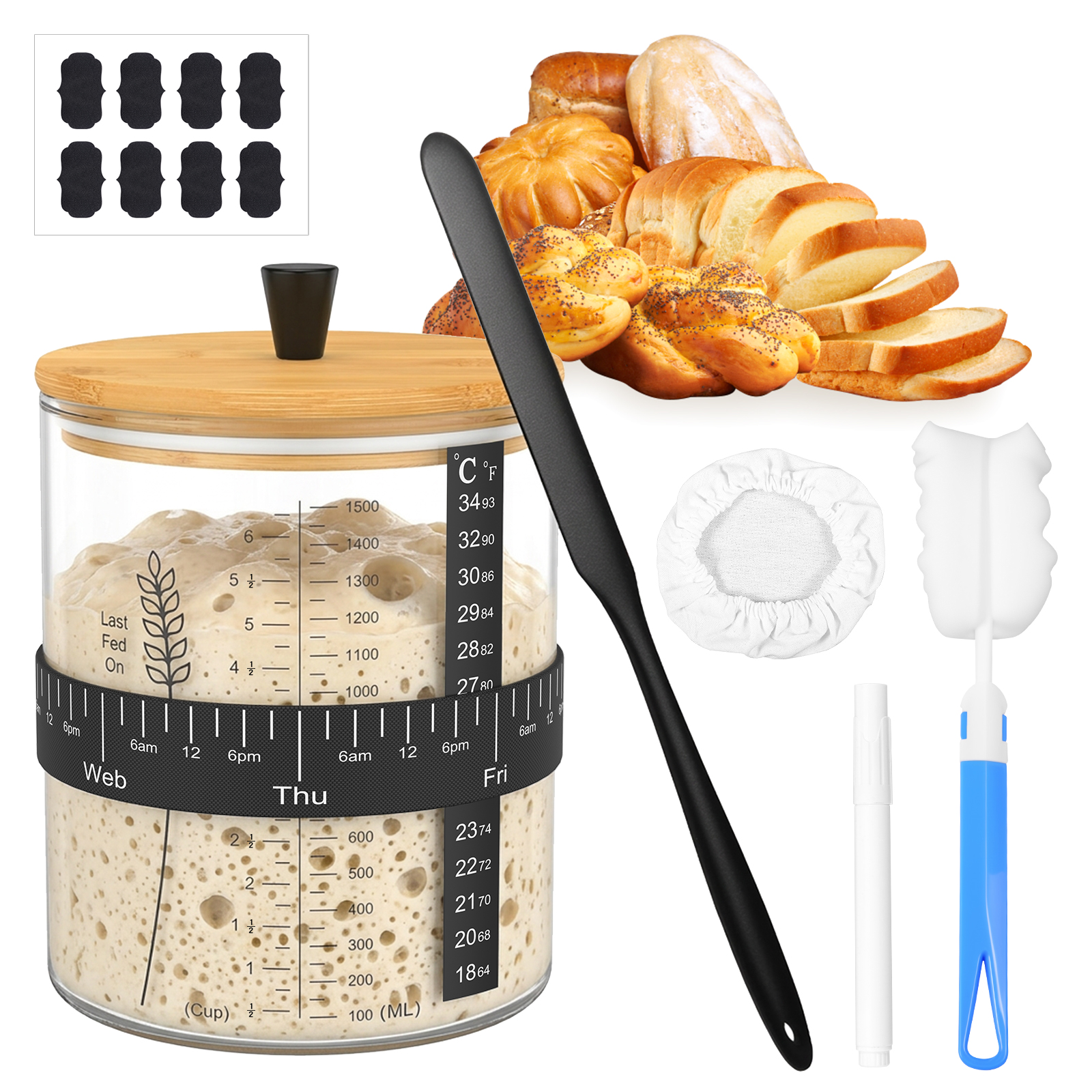 1500/900ml Sourdough Starter J - Food Storage Glass Set ulasan dan harga