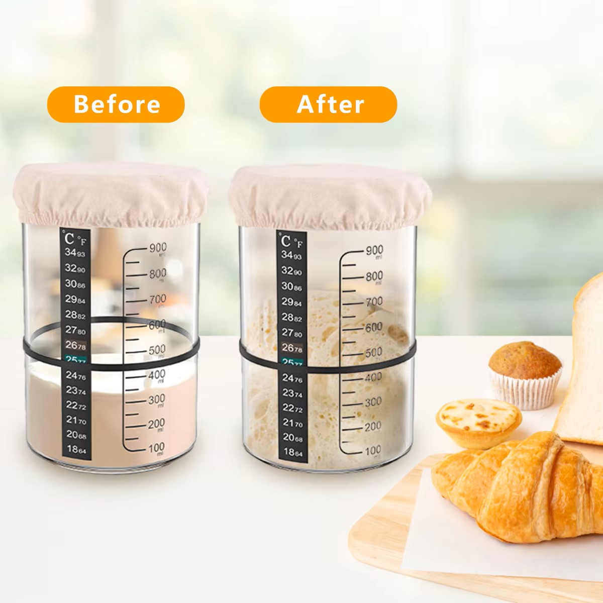 1500/900ml Sourdough Starter J - Food Storage Glass Set ulasan dan harga