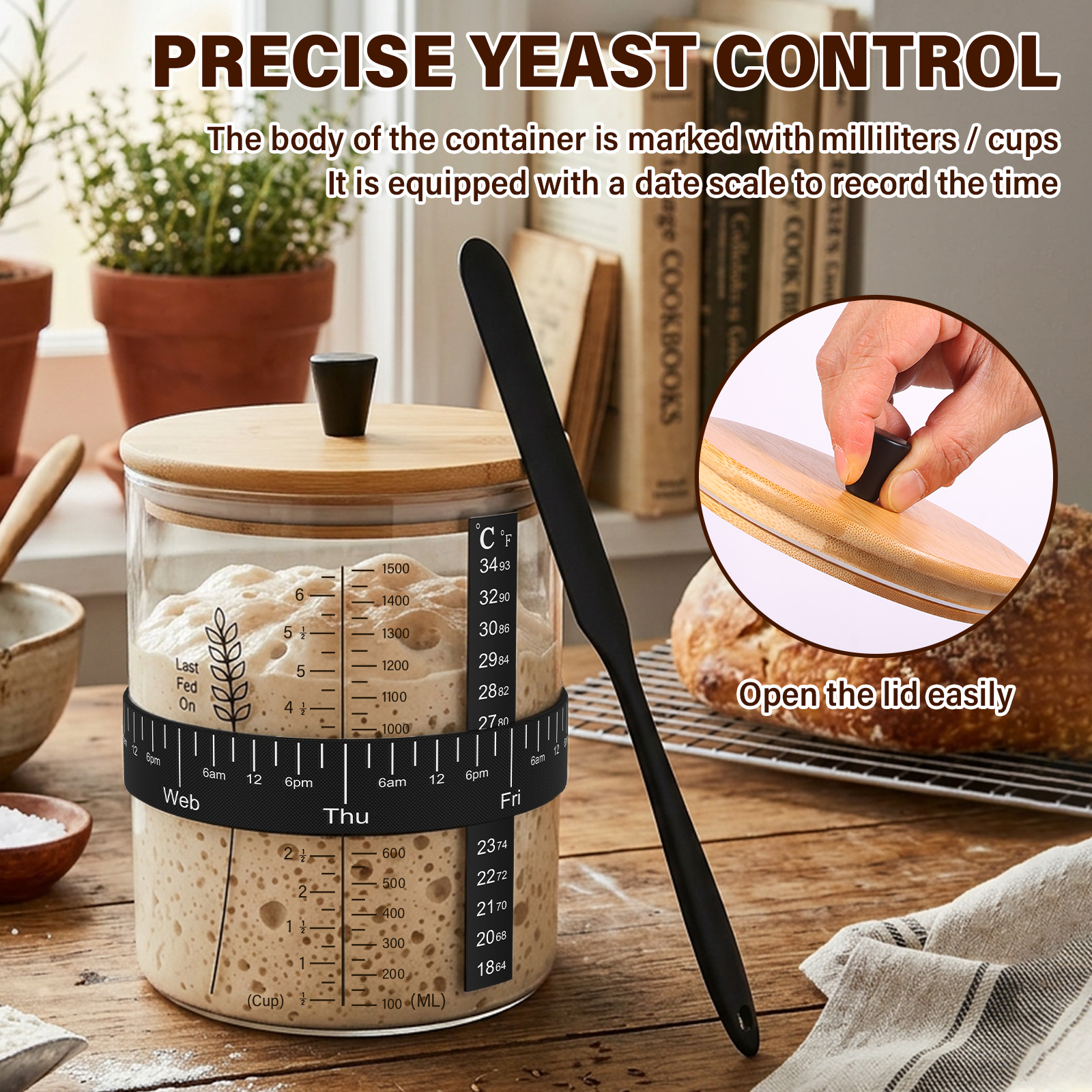 1500/900ml Sourdough Starter J - Food Storage Glass Set ulasan dan harga