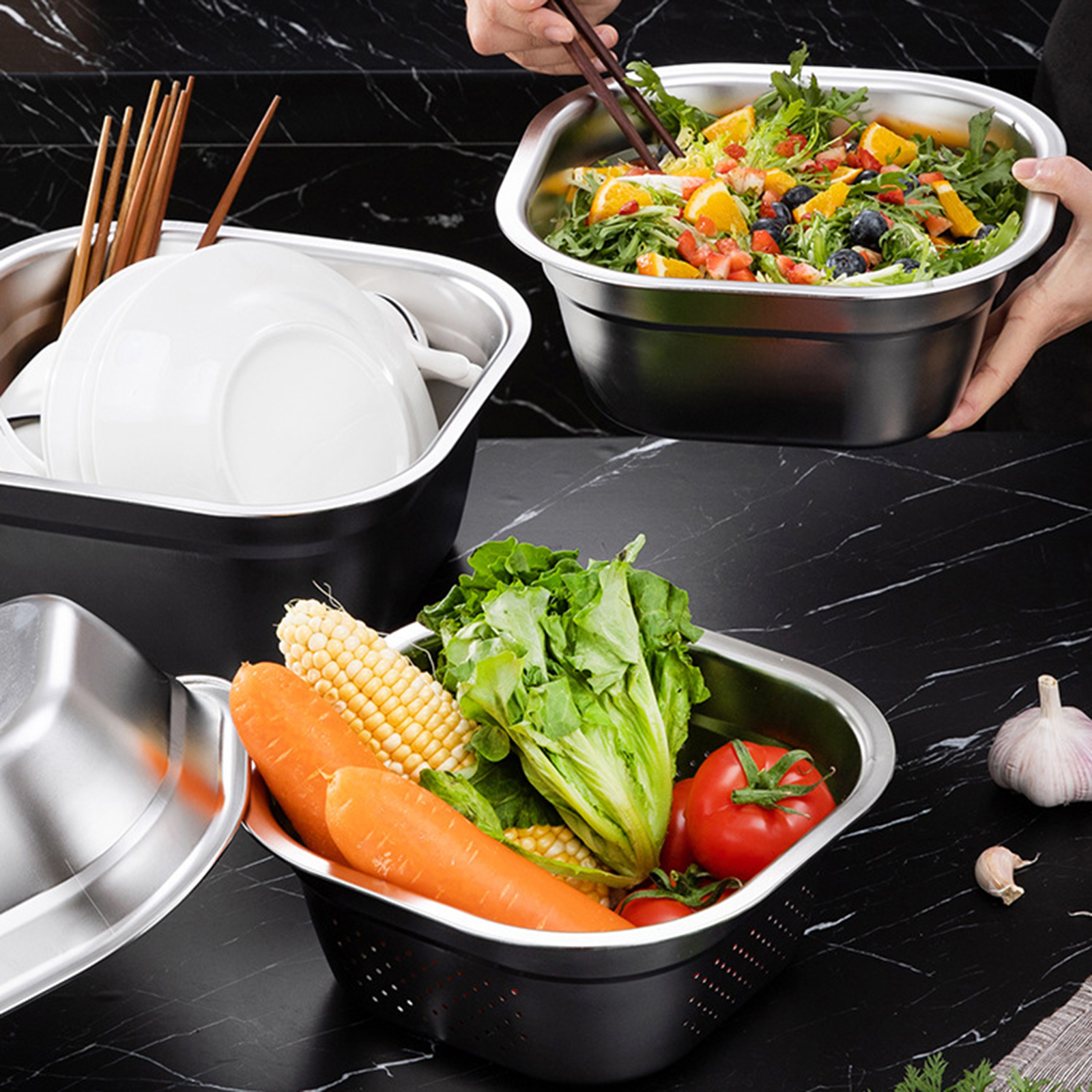Stainless Steel Square Basin V - Food Storage Utensils ulasan dan harga