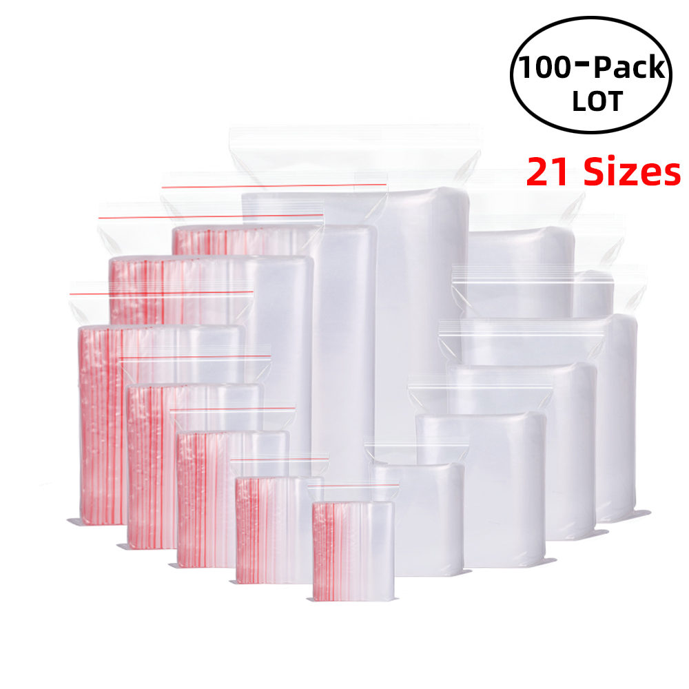 100PCS/Pack Resealable Zip Loc - Food Storage No Plastic ulasan dan harga