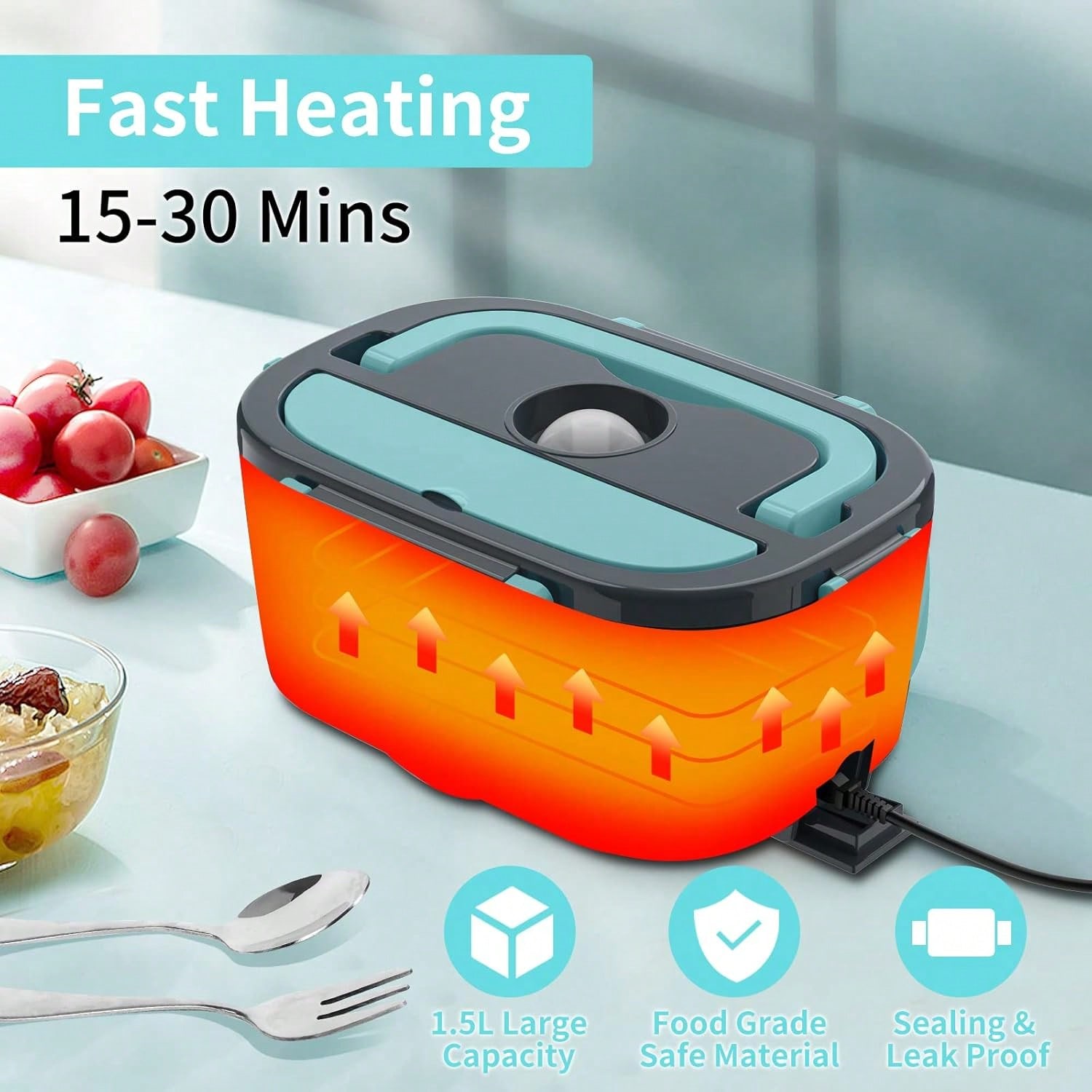 1.5 L 60W Electric Lunch Box F - Portable Food Warmer ulasan dan harga
