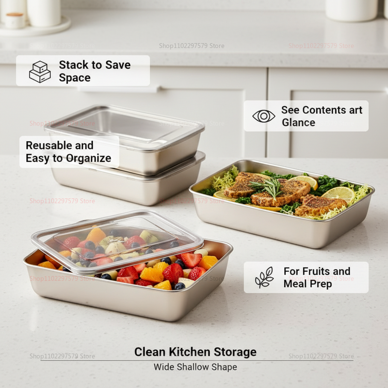 Plate Stainless Steel Food Con - Food Storage And Organizer ulasan dan harga