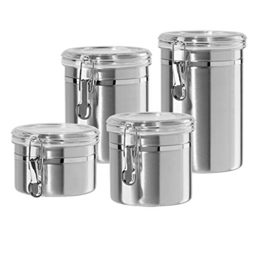 Set of 4 Stainless Steel Kitch - Food Storage Canister ulasan dan harga