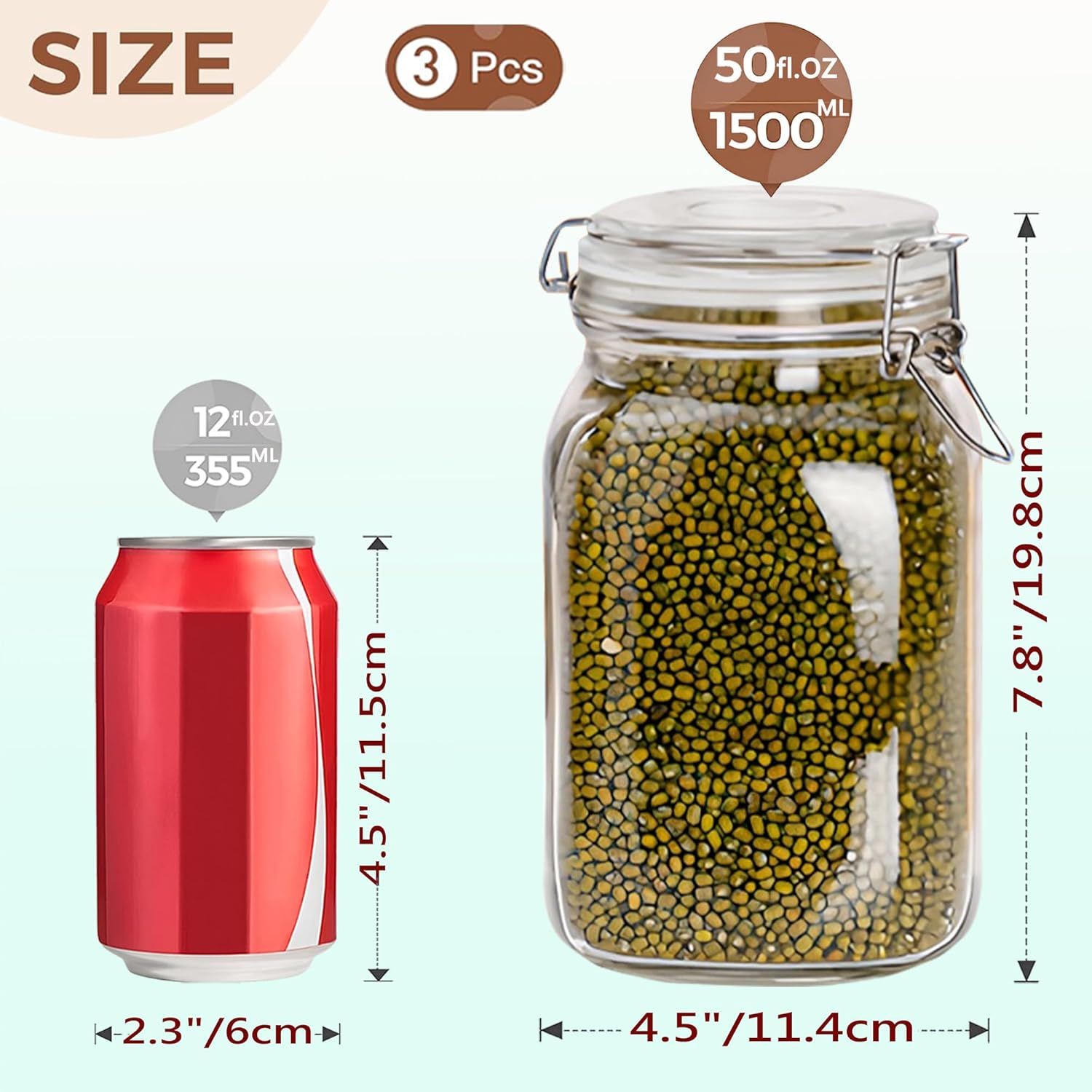Clear Food Storage Jars 50oz S - Food Storage Glass Set ulasan dan harga