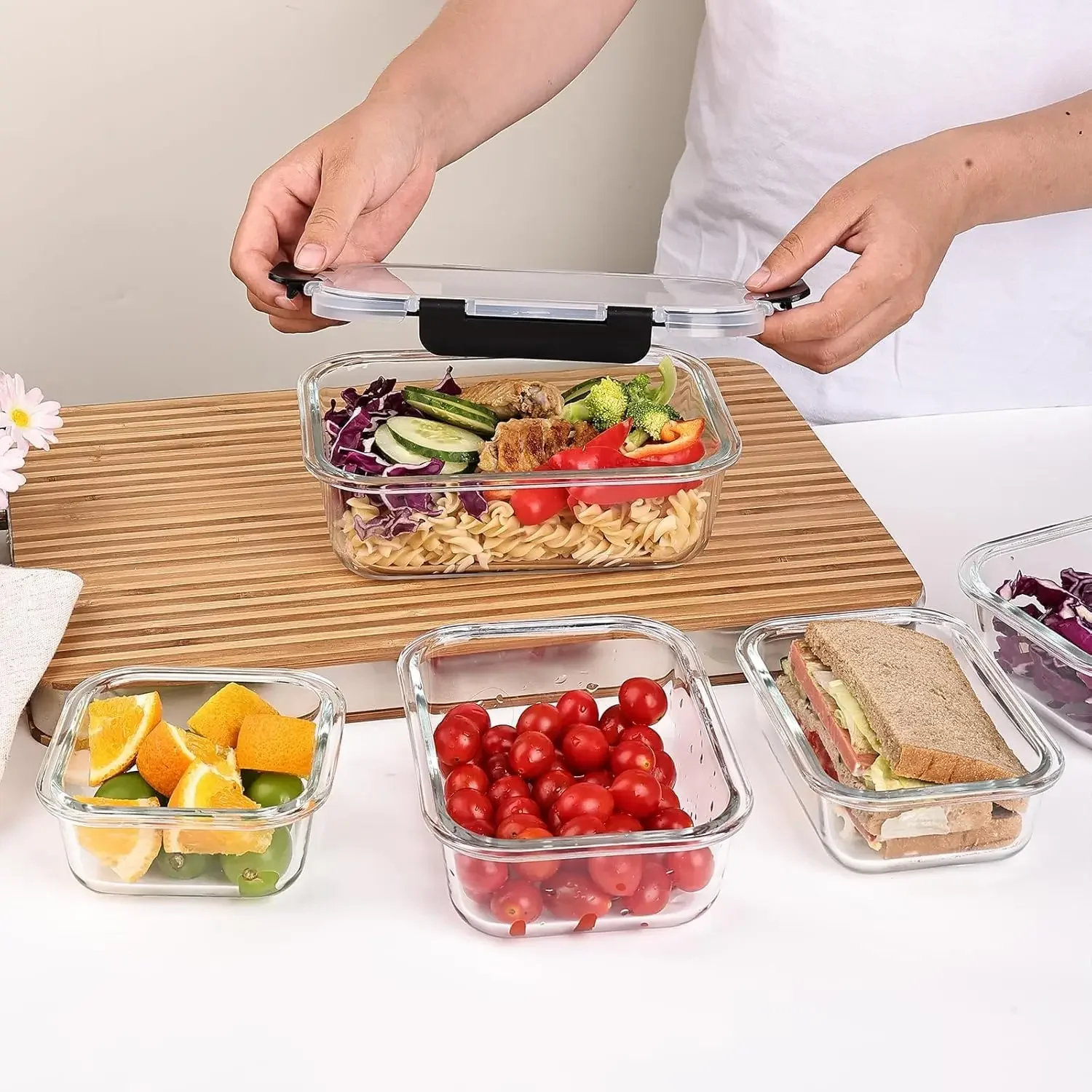 8 Pack Glass Food Storage Cont - Food Storage Containers Plastic Box ulasan dan harga