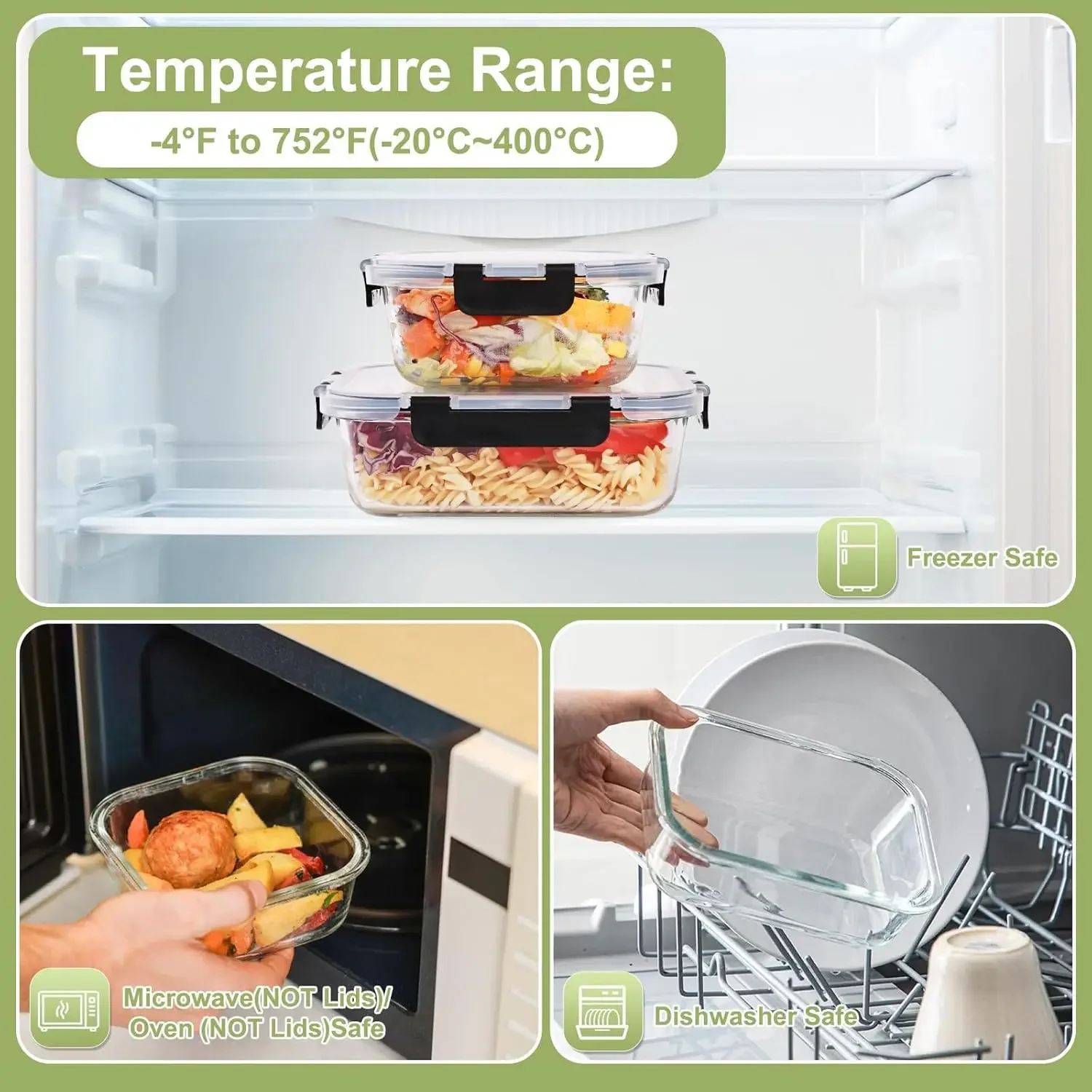 8 Pack Glass Food Storage Cont - Food Storage Containers Plastic Box ulasan dan harga